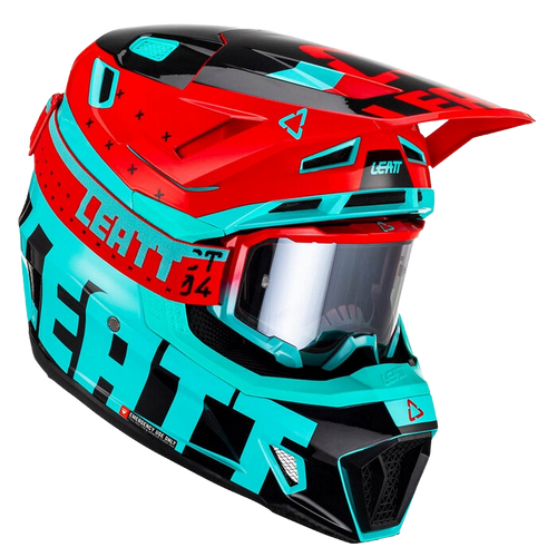 Casco con Gafas Leatt Moto 7.5 Azul Claro